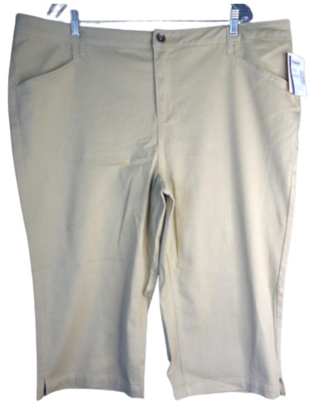 Faded Glory OPP Twill Capri Pants Vallejo Tan Stretch Classic Fit Womens 20W